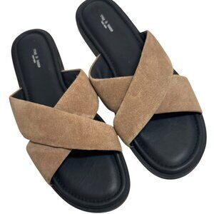 Rag & Bone Women’s Geo Slide Sandals Camel Suede size 41 9.5-10 Lk Nw!